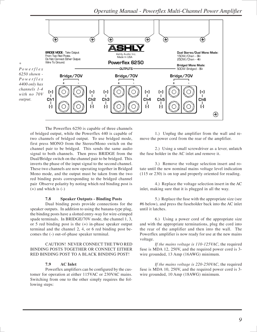 Ashly TRA-4150 manual Powerflex, AC Inlet 