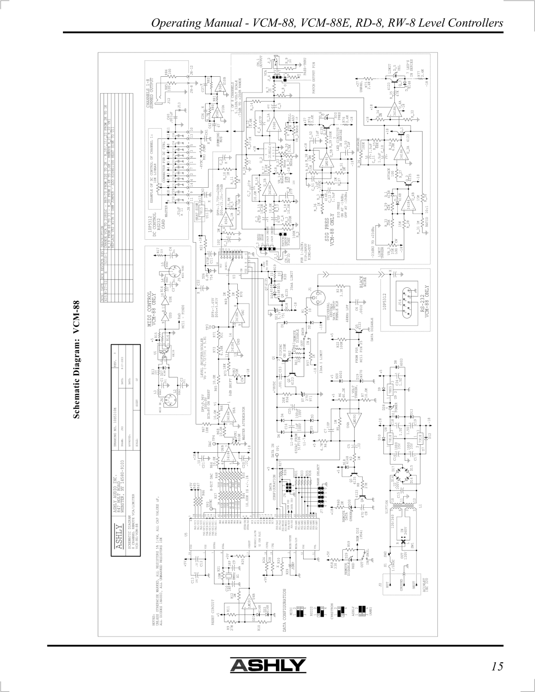 Ashly VCM-88E manual Schematic Diagram VCM-88 