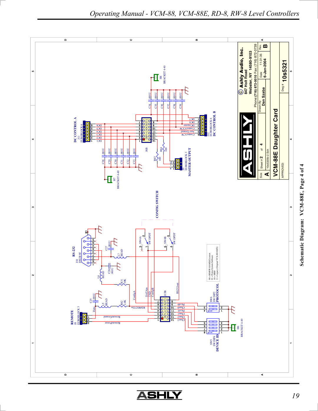 Ashly manual VCM-88E Daughter Card Dwg # 10s5321 