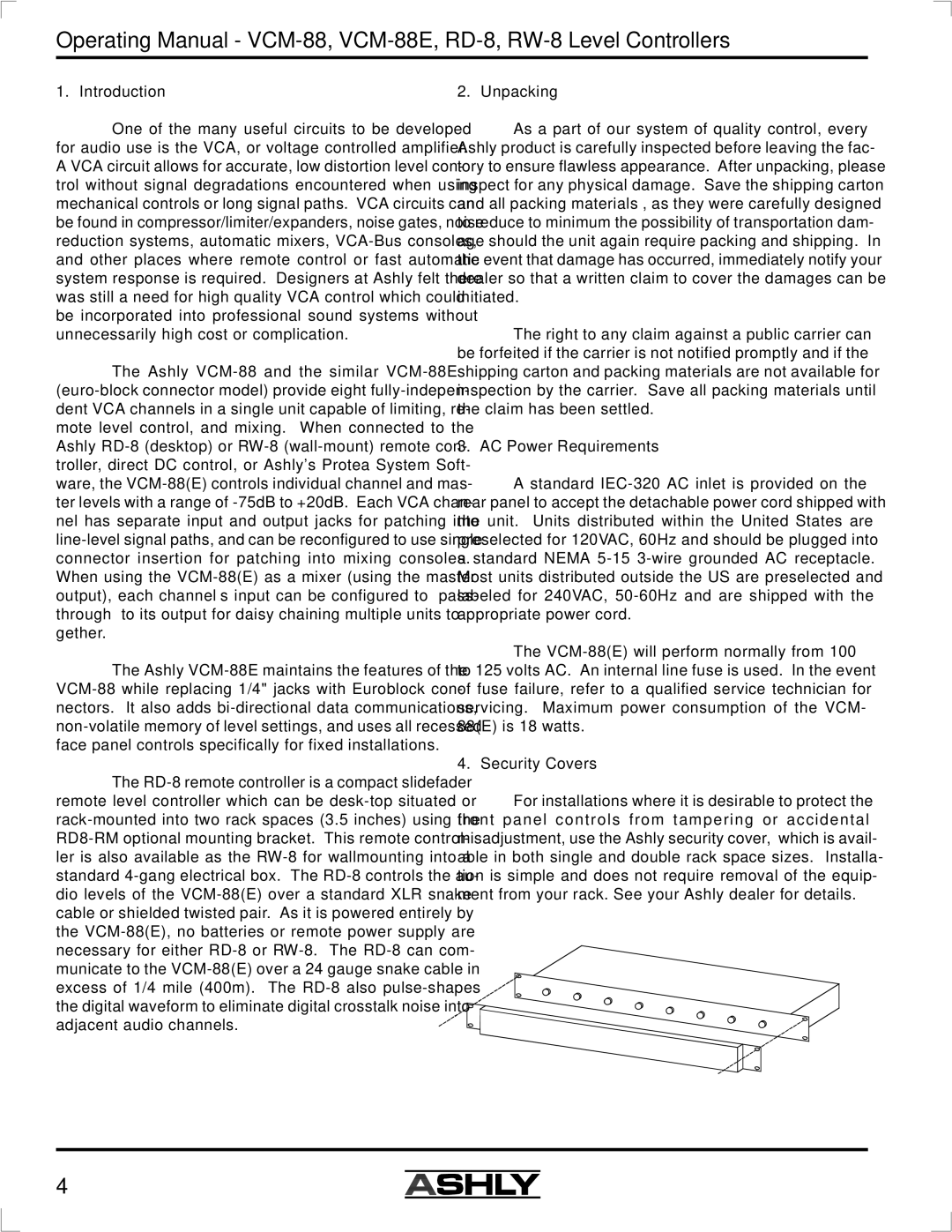 Ashly VCM-88E manual 