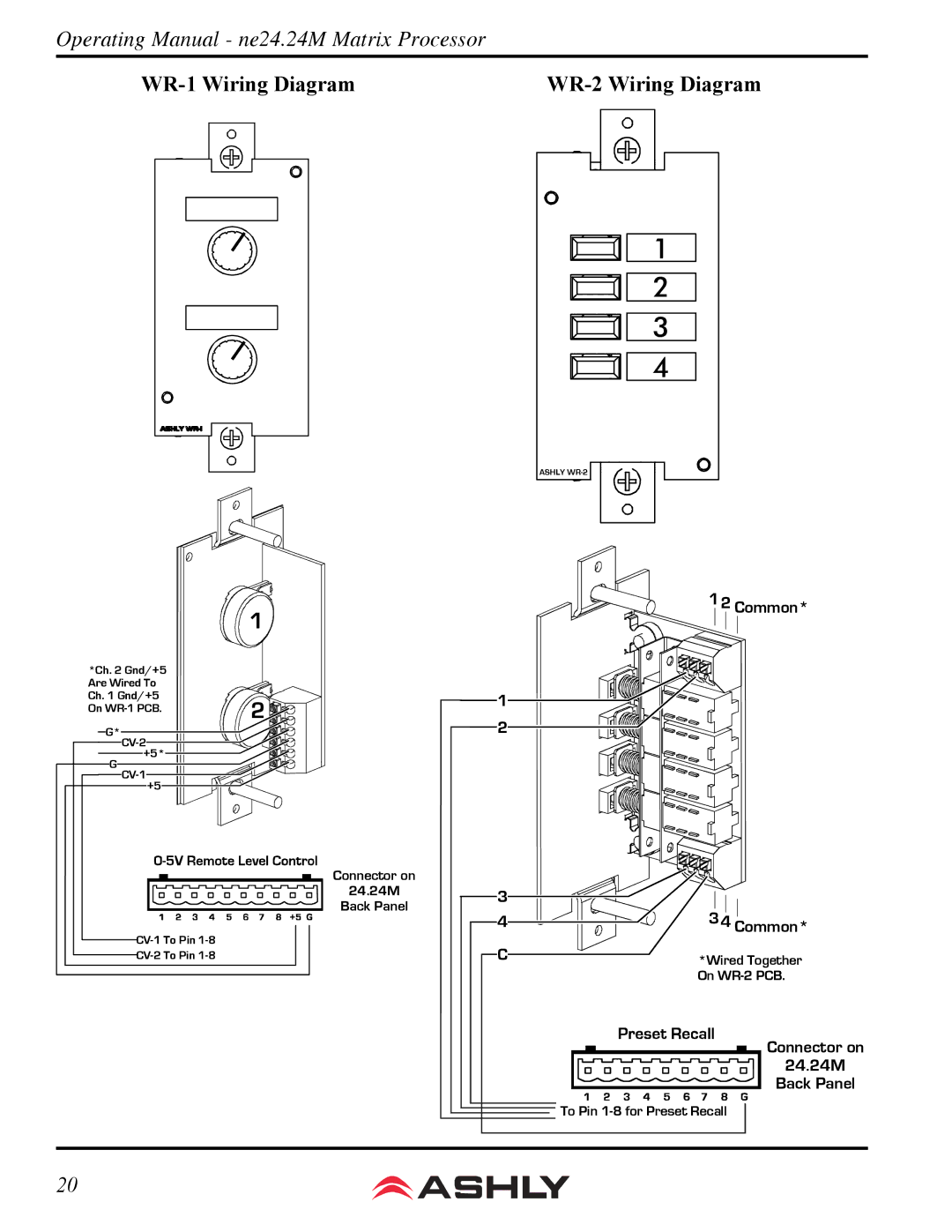 Ashly WR-2, WR-5 manual WR-1 Wiring Diagram, Common 