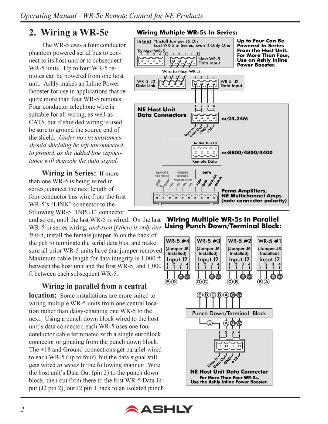 Ashly WR-5E manual Wiring a WR-5e 