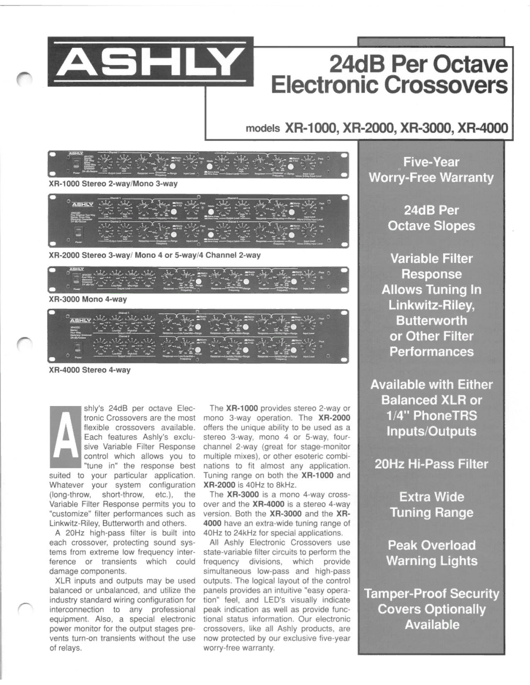 Ashly XR-4000, XR-3000, XR-2000, XR-1000 manual 