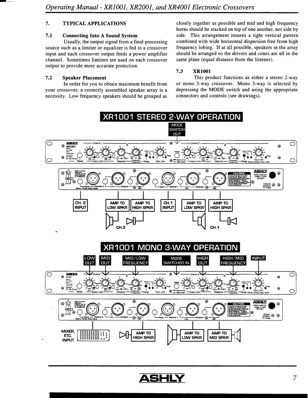 Ashly XR4001, XR2001, XR1001 manual 