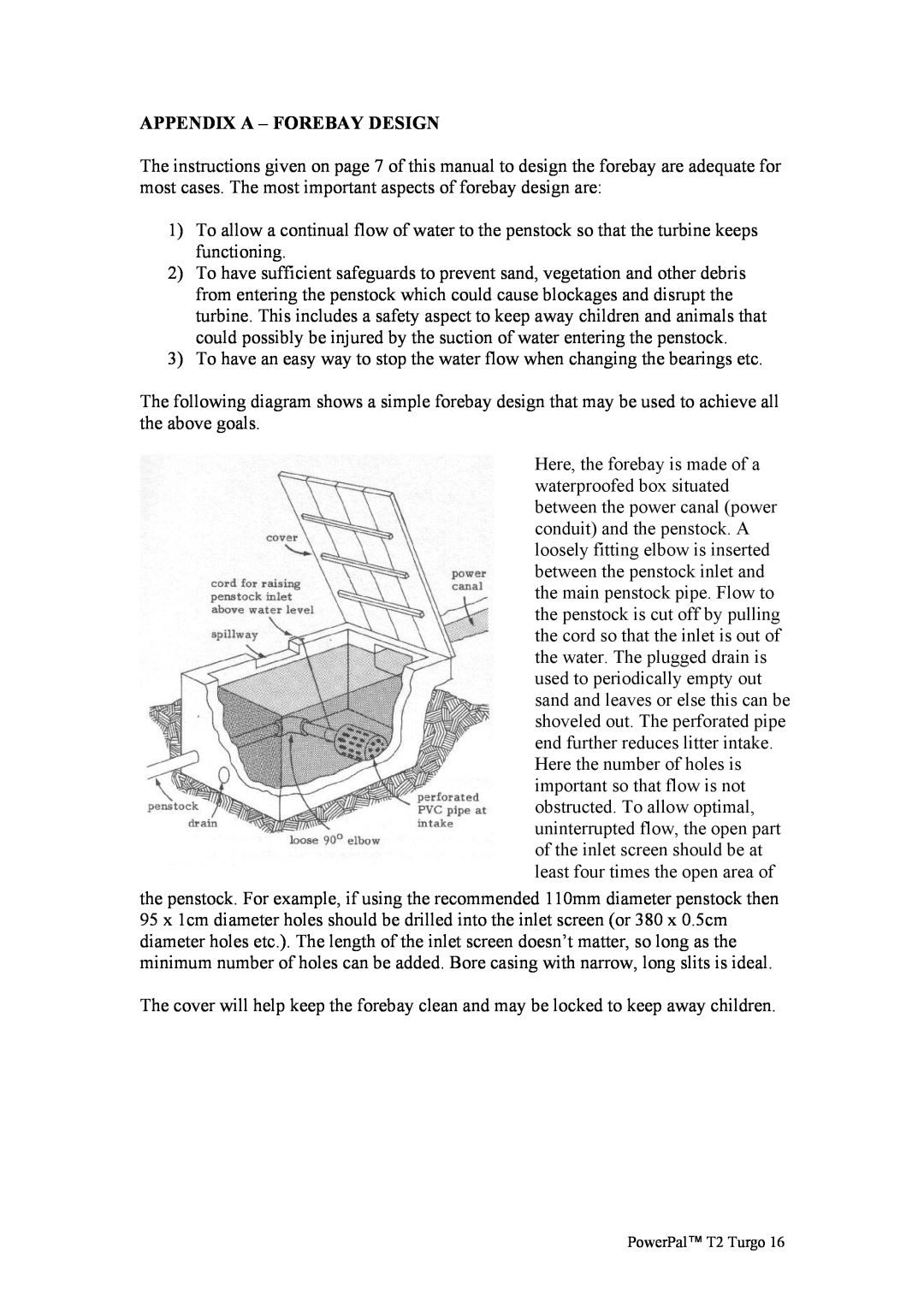 Asian Resources Int'l Limited MHG-T2 manual Appendix A - Forebay Design 