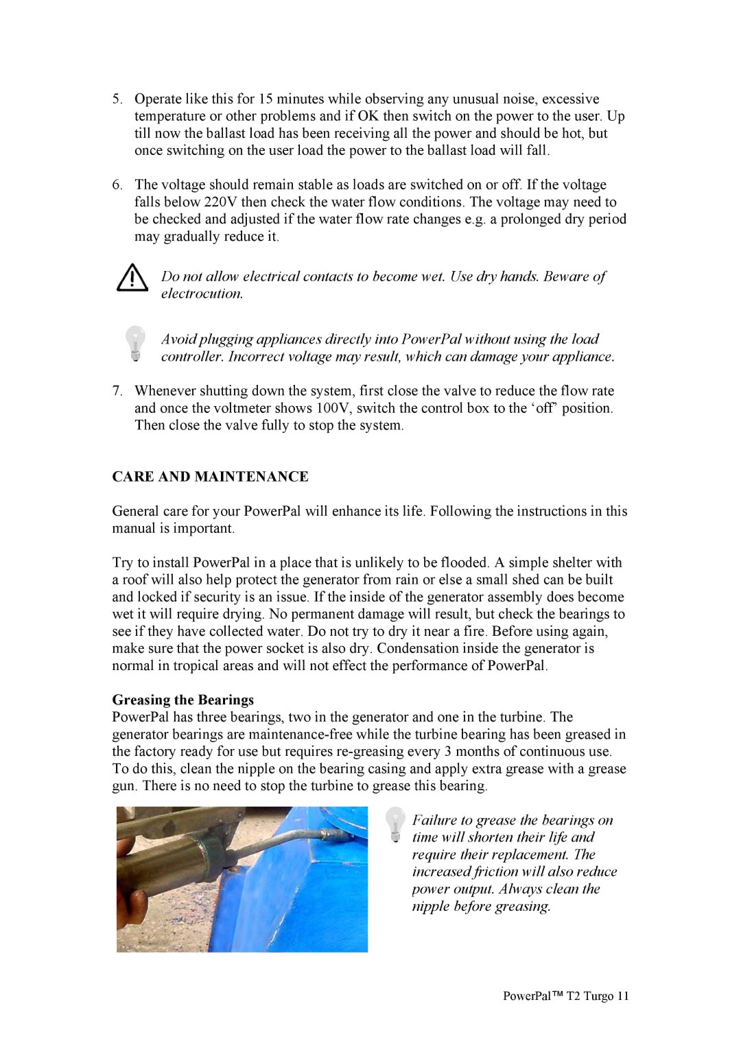 Asian Resources Int'l Limited MHG-T2 manual Care and Maintenance, Greasing the Bearings 