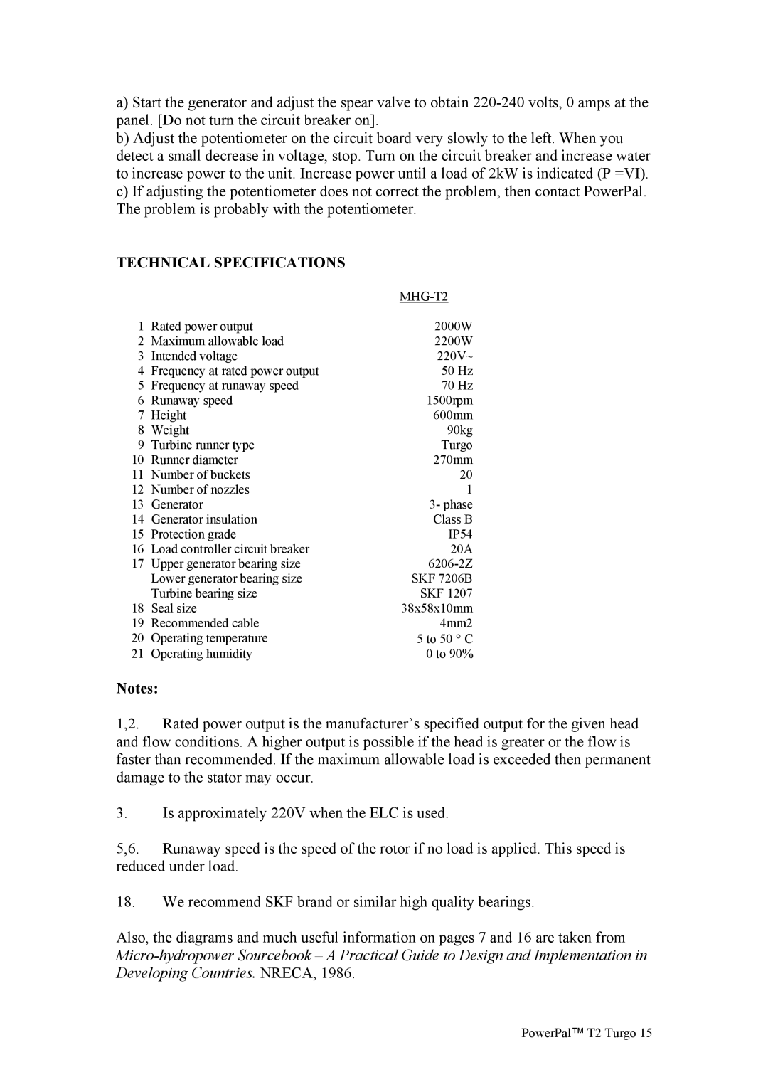 Asian Resources Int'l Limited MHG-T2 manual Technical Specifications 