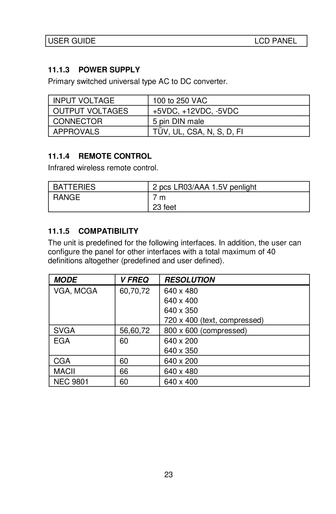 Ask Proxima 64 manual Power Supply, Remote Control Infrared wireless remote control, Compatibility, Mode Freq Resolution 