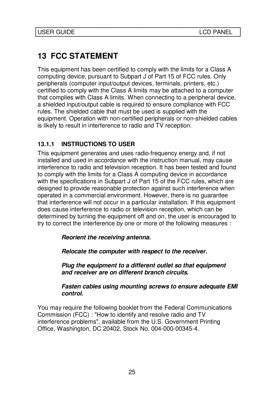 Ask Proxima 64 manual FCC Statement, Instructions to User 