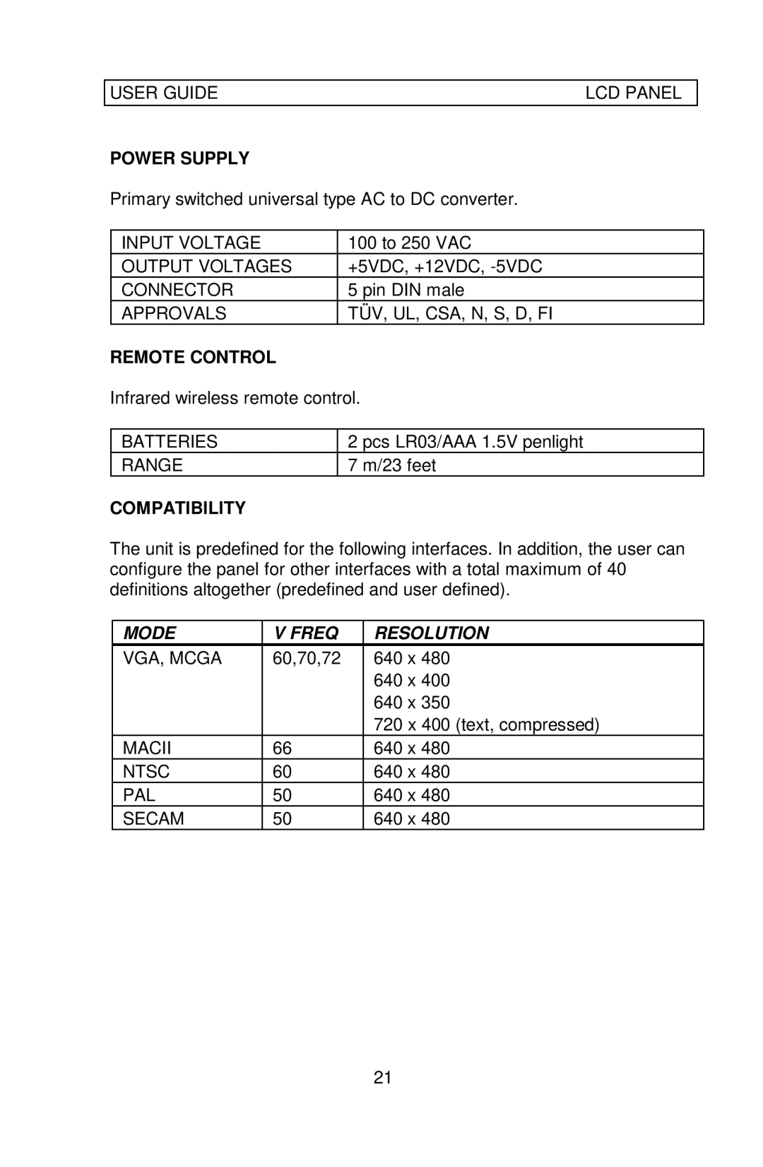 Ask Proxima 700 manual Power Supply, Remote Control, Compatibility, Mode Freq Resolution 