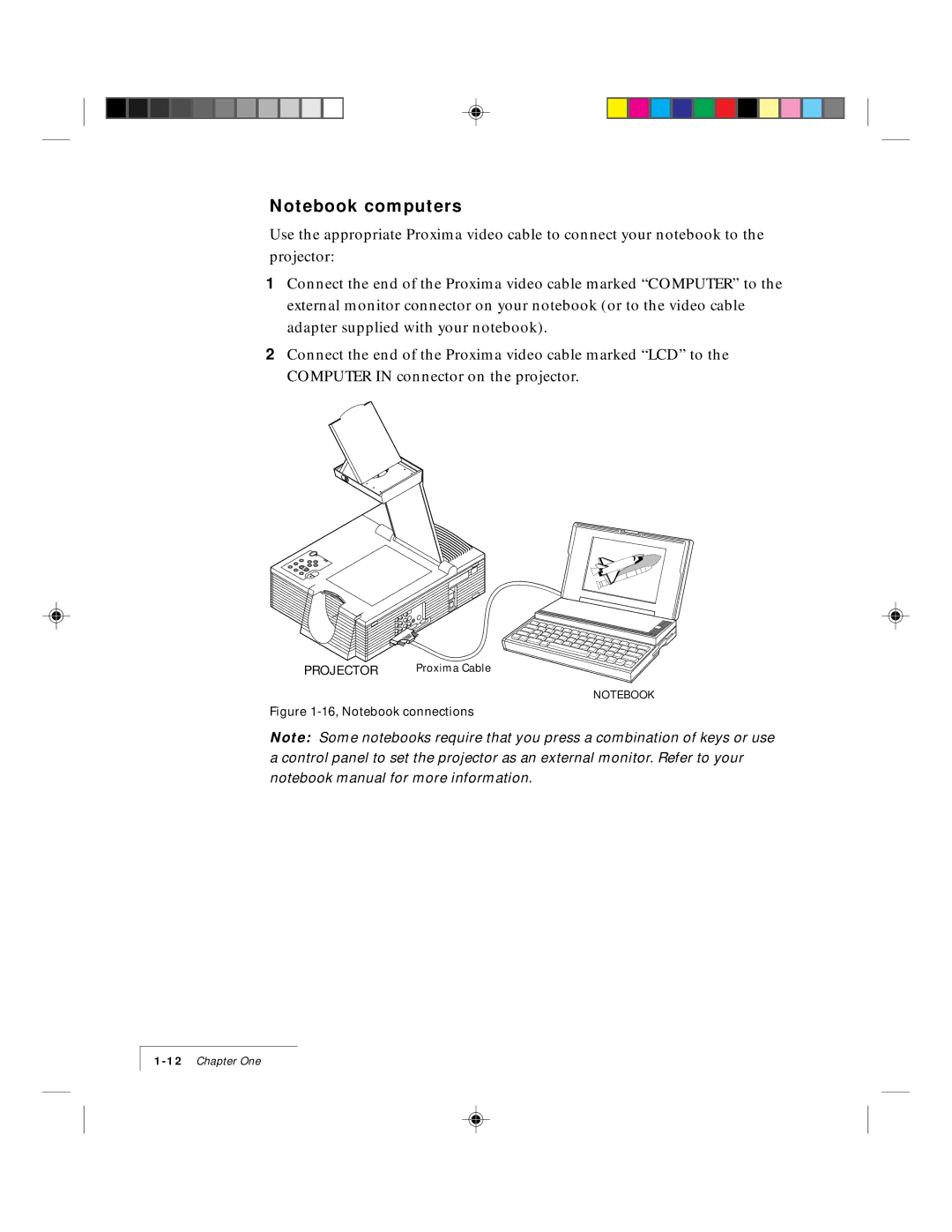 Ask Proxima 9100 manual 16, Notebook connections 