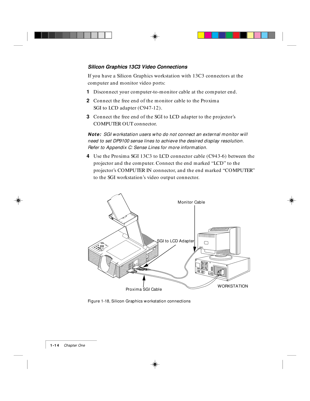 Ask Proxima 9100 manual Silicon Graphics 13C3 Video Connections 