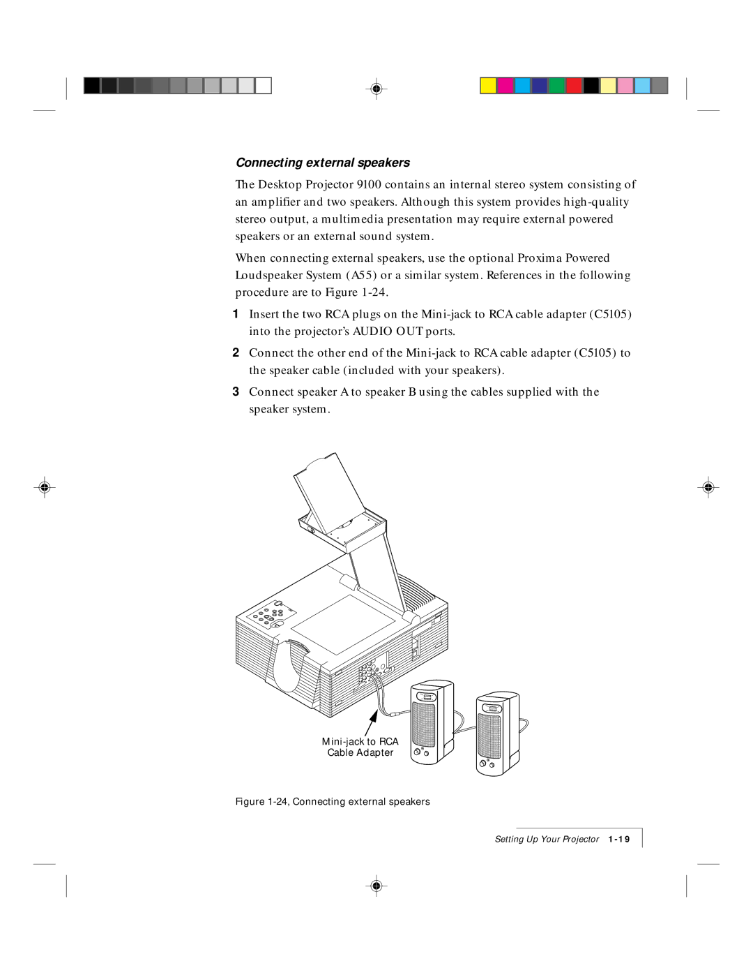 Ask Proxima 9100 manual Connecting external speakers 