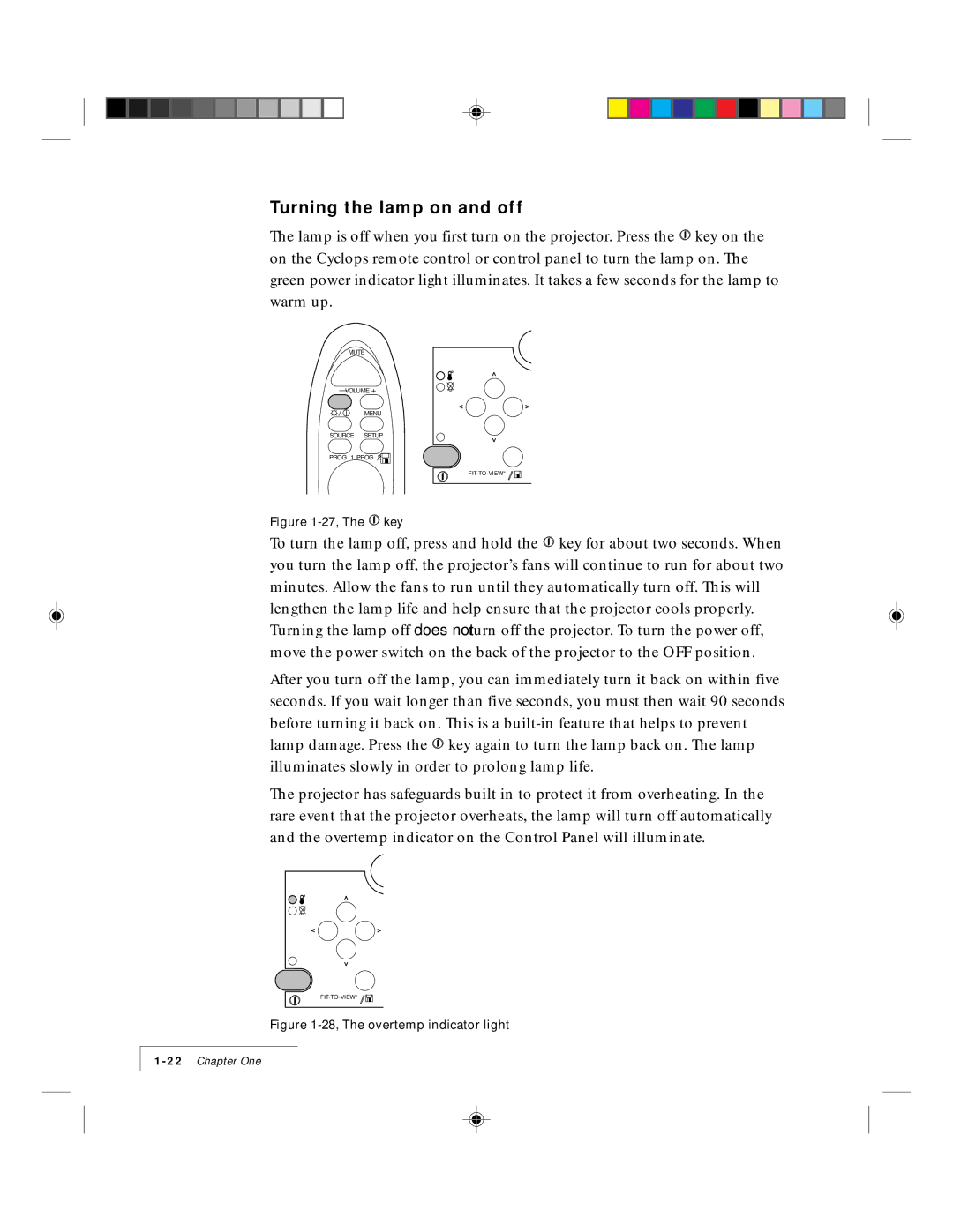 Ask Proxima 9100 manual Turning the lamp on and off, 27, The key 