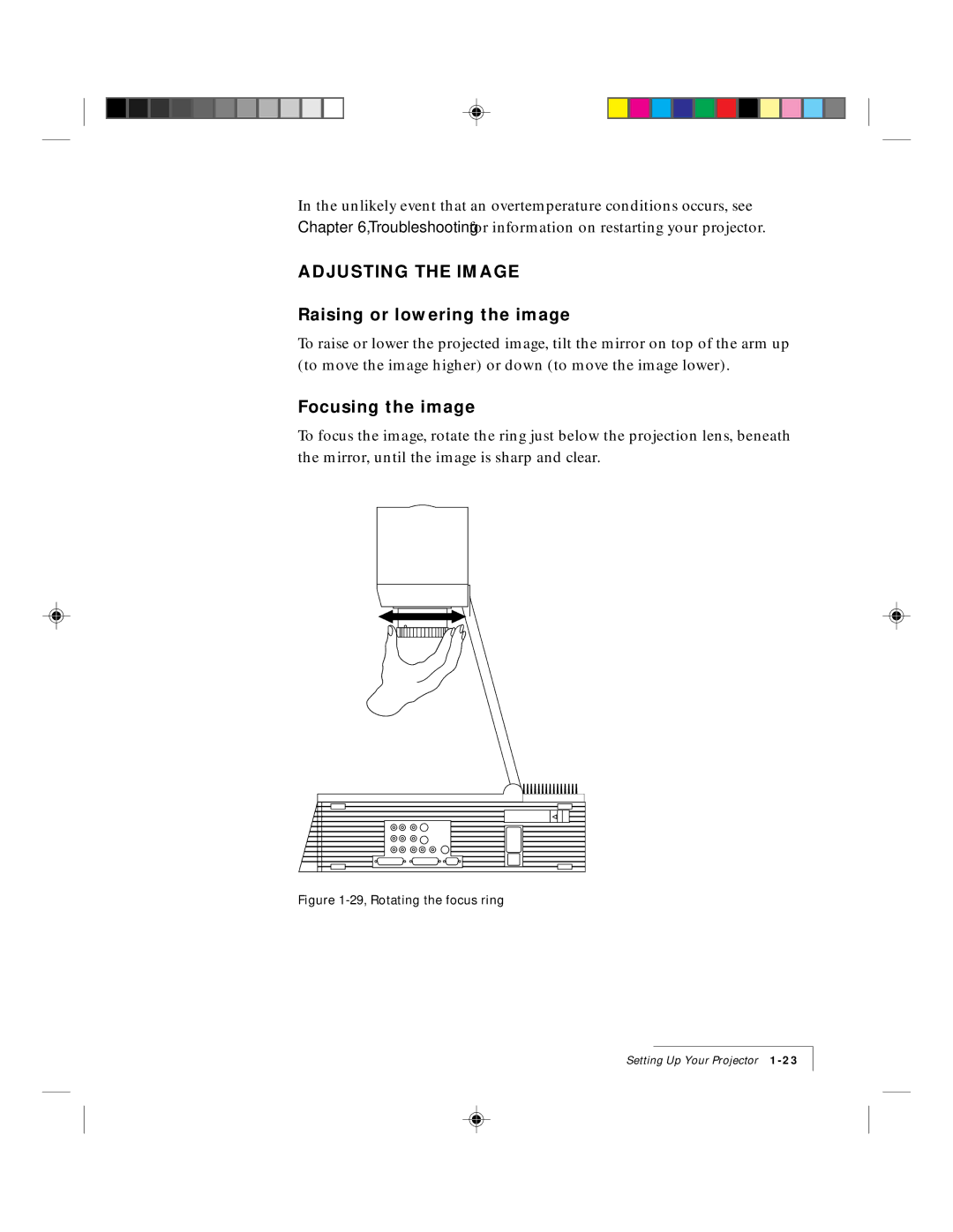 Ask Proxima 9100 manual Adjusting the Image, Raising or lowering the image, Focusing the image 