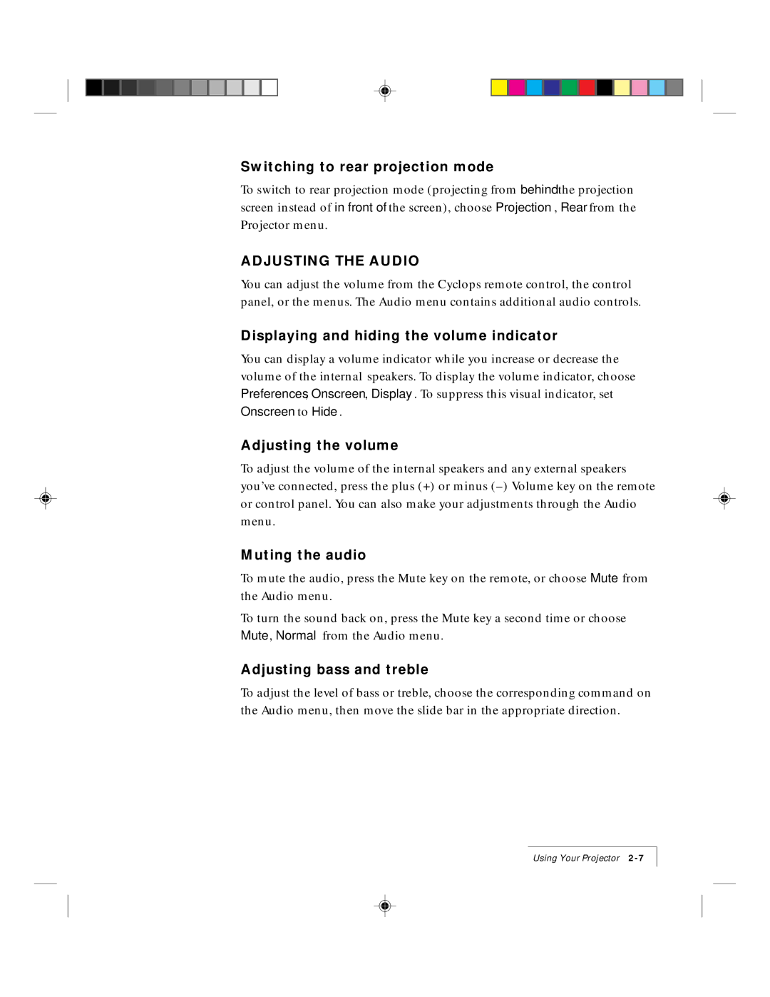 Ask Proxima 9100 manual Adjusting the Audio 