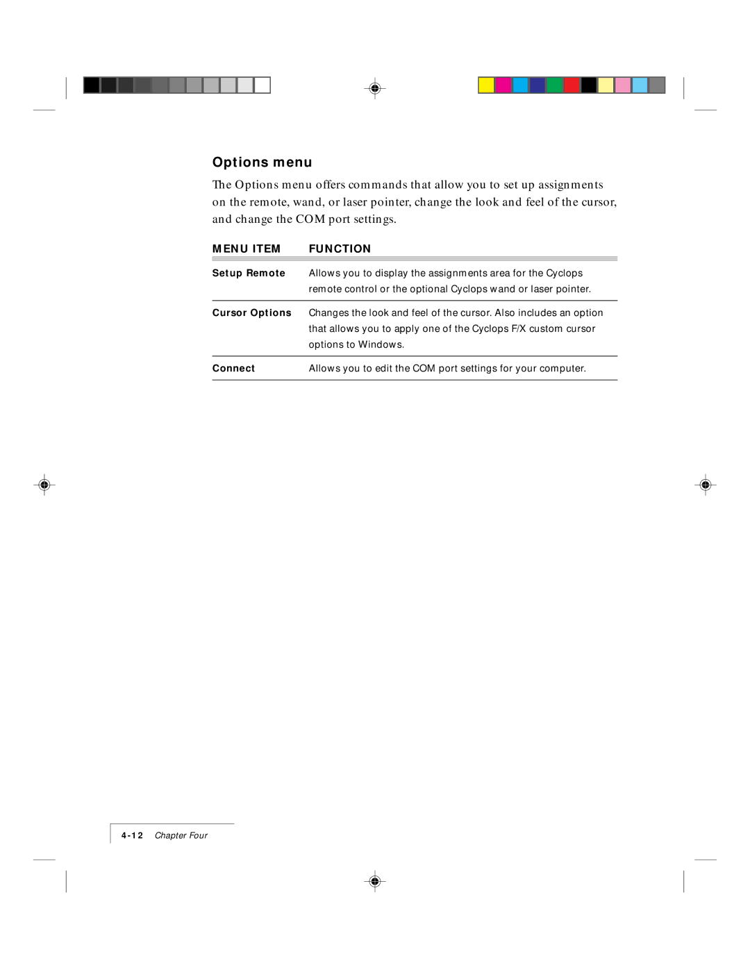 Ask Proxima 9100 manual Options menu 