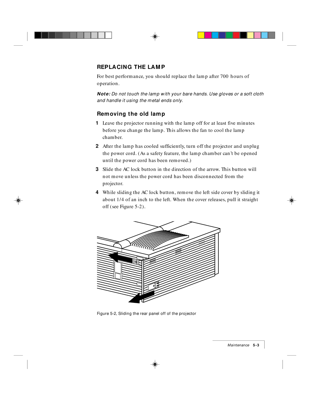 Ask Proxima 9100 manual Replacing the Lamp, Removing the old lamp 