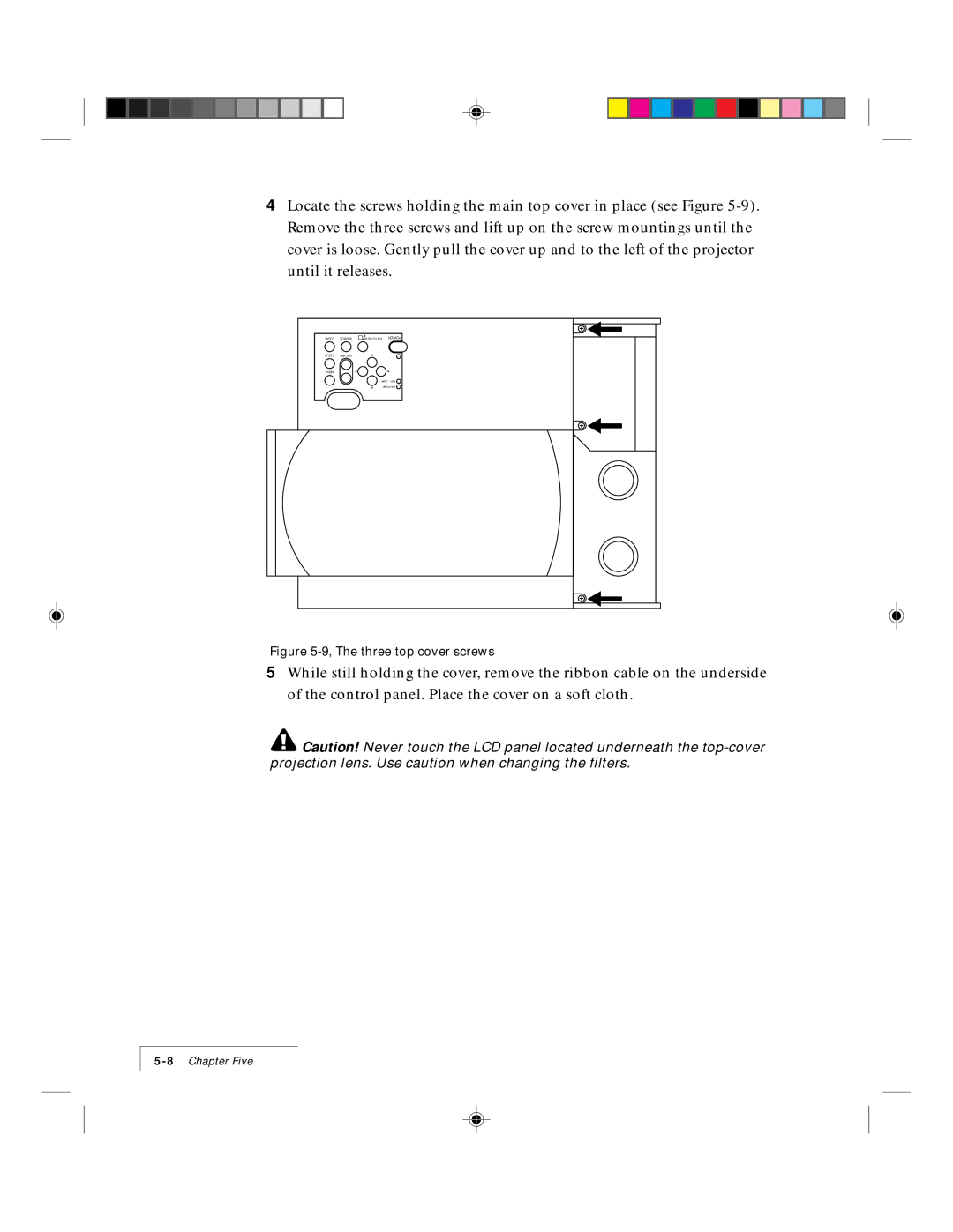 Ask Proxima 9100 manual Three top cover screws 