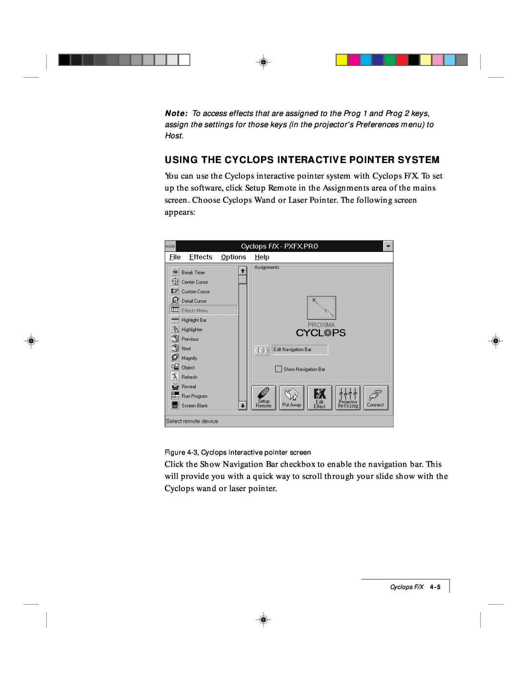 Ask Proxima 9100 manual Using The Cyclops Interactive Pointer System, 3, Cyclops interactive pointer screen 