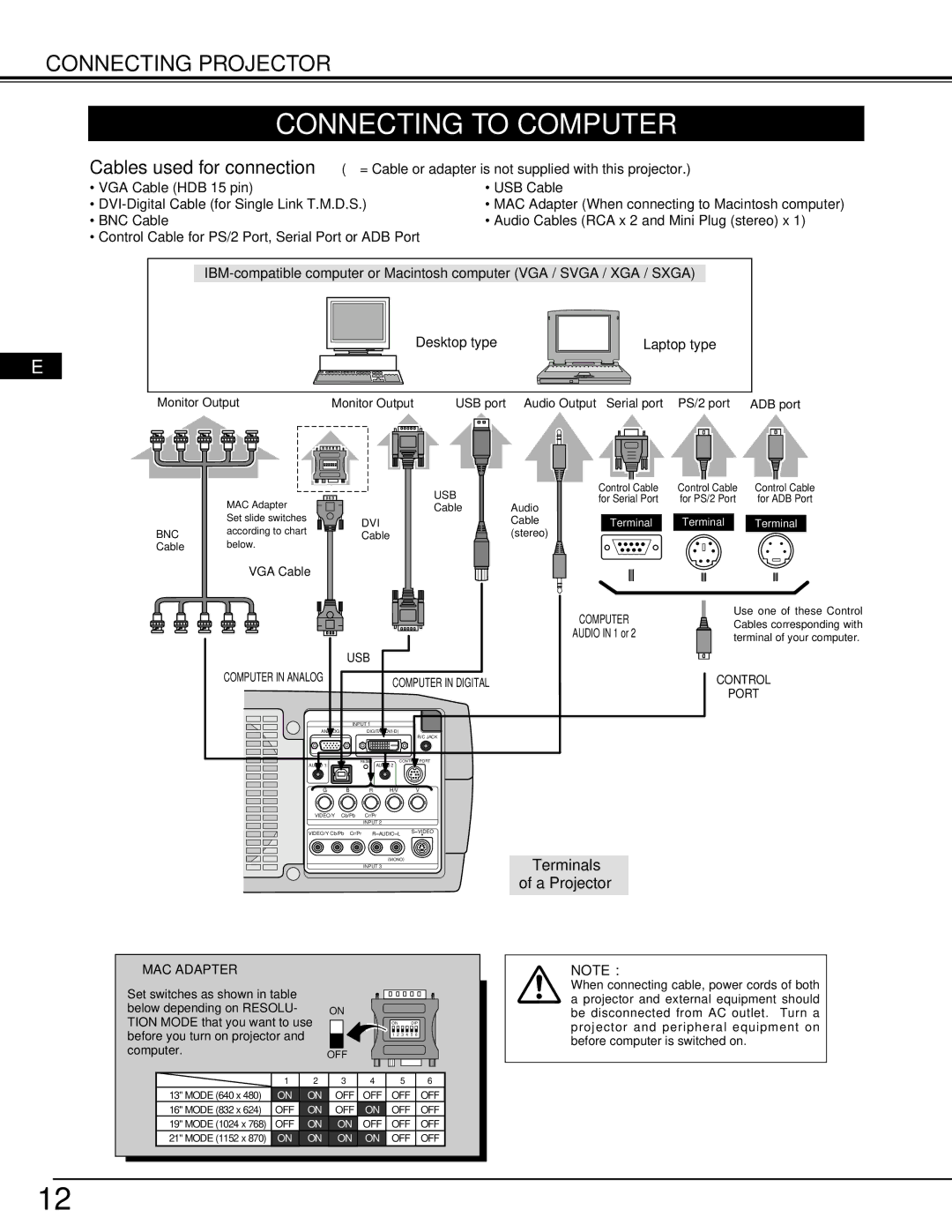 Ask Proxima 9290 manual Connecting to Computer, Terminals A Projector 