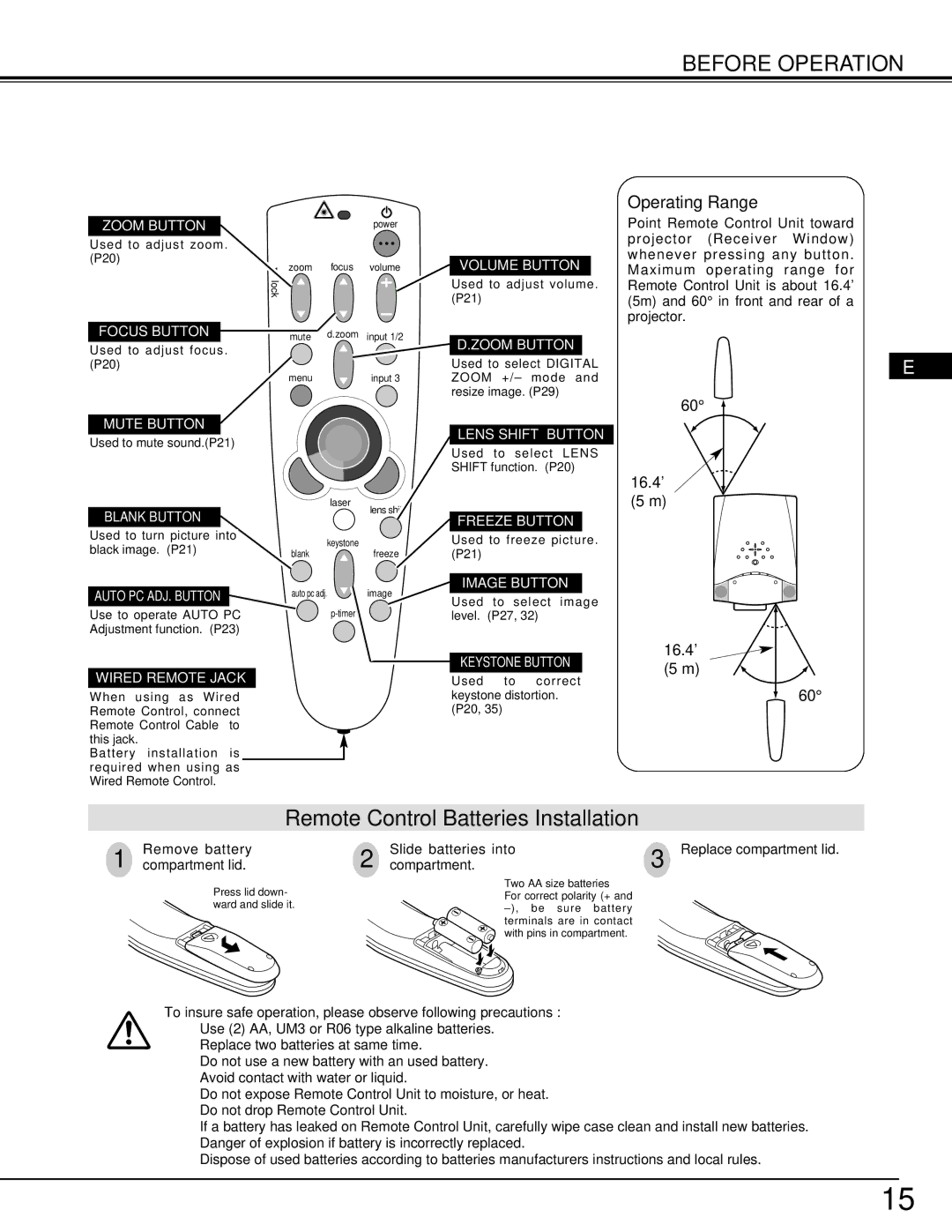 Ask Proxima 9290 Zoom Button, Focus Button, Volume Button, Mute Button, Blank Button, Auto PC ADJ. Button, Freeze Button 