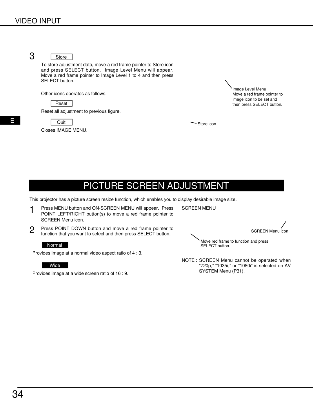 Ask Proxima 9290 manual Reset Reset all adjustment to previous figure Quit, Closes Image Menu 