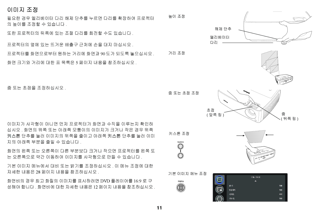 Ask Proxima A1200EP manual 이미지 조정 