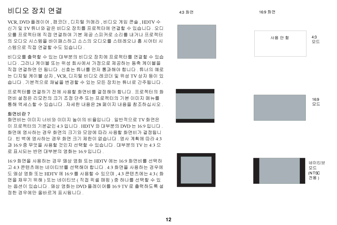 Ask Proxima A1200EP manual 비디오 장치 연결, 화면비란 ? 