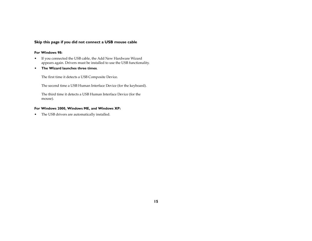 Ask Proxima c130 manual Skip this page if you did not connect a USB mouse cable, For Windows, Wizard launches three times 