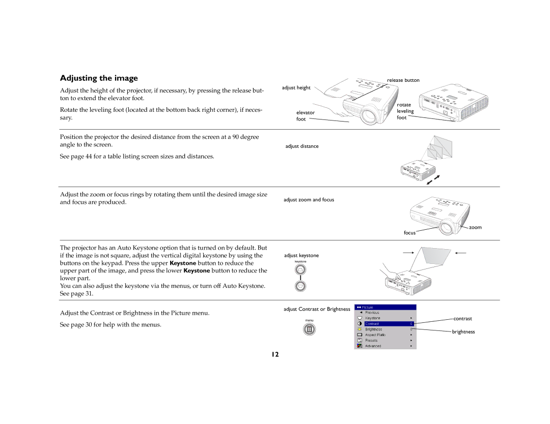 Ask Proxima C170 manual Adjusting the image 