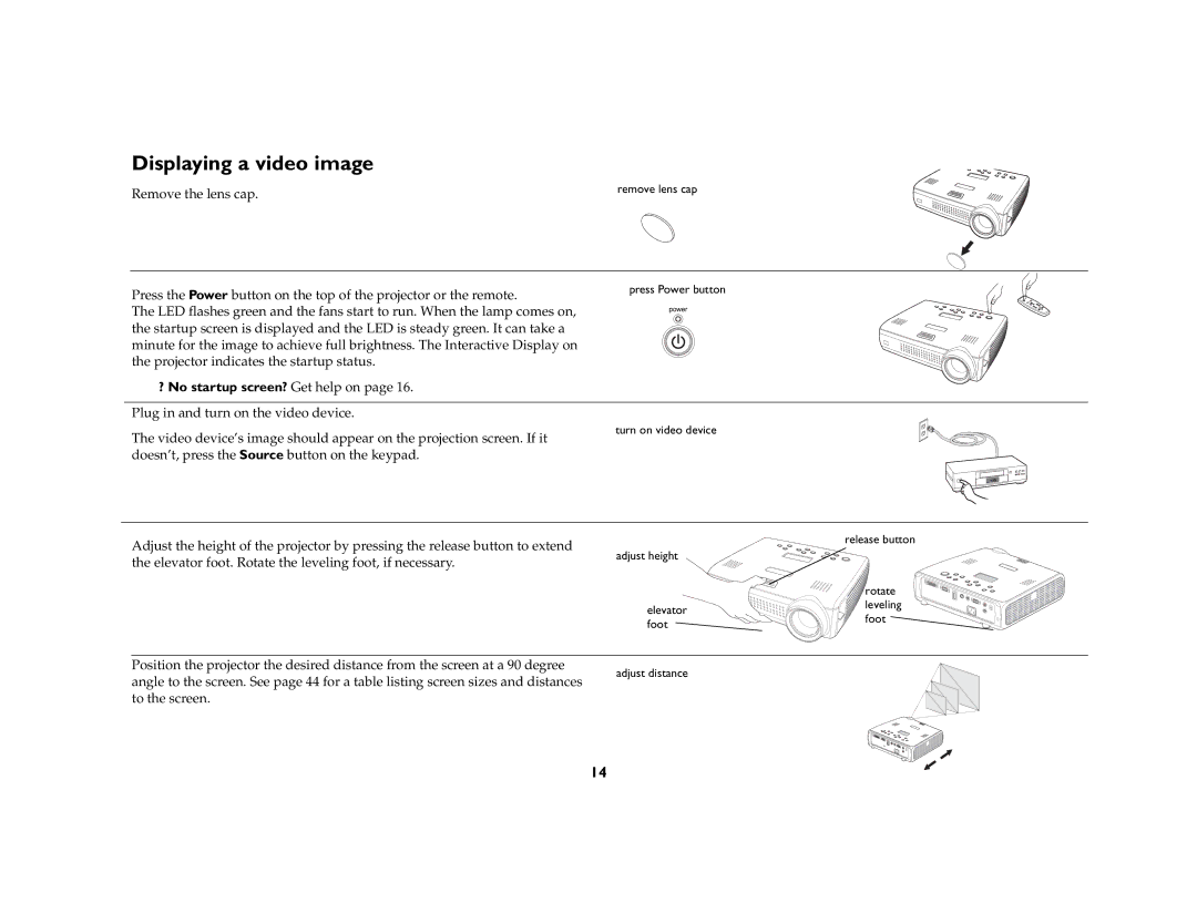 Ask Proxima C170 manual Displaying a video image 