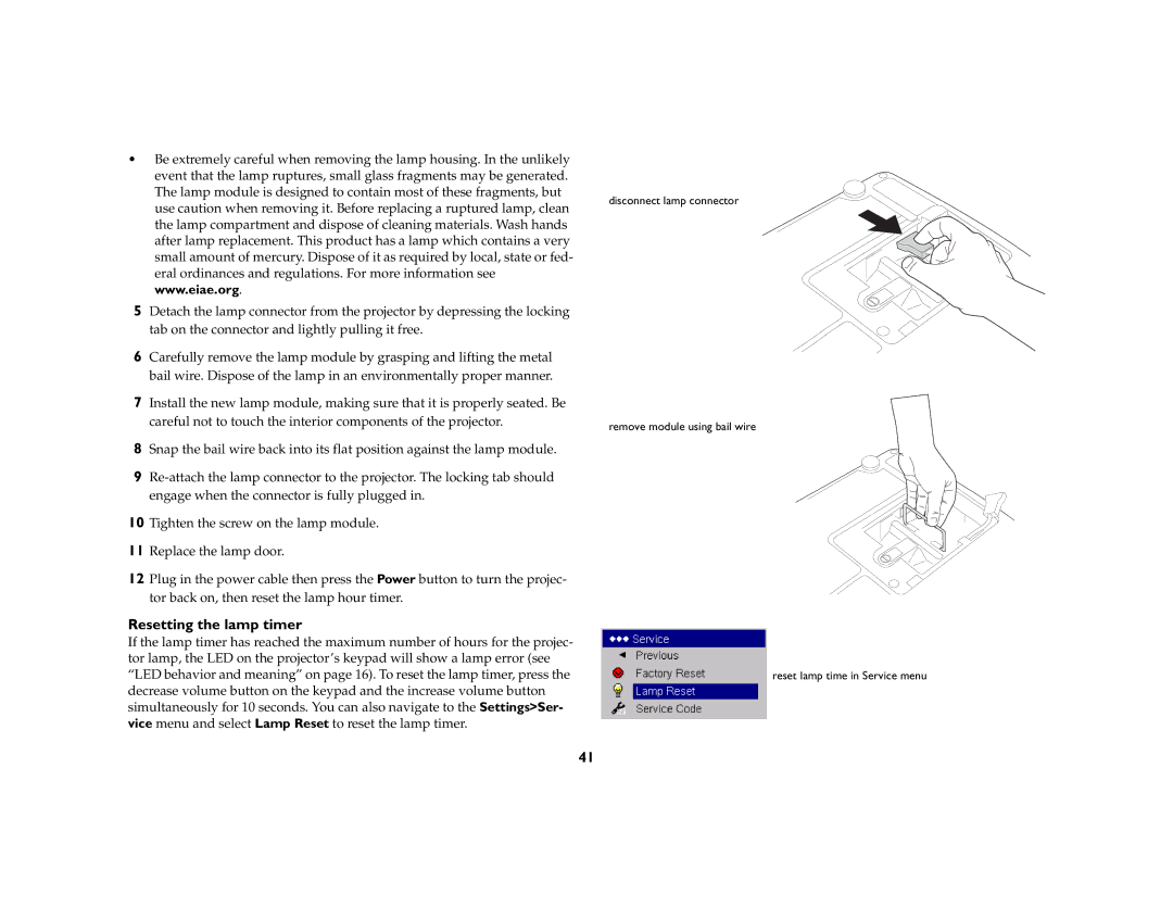 Ask Proxima C170 manual Resetting the lamp timer 