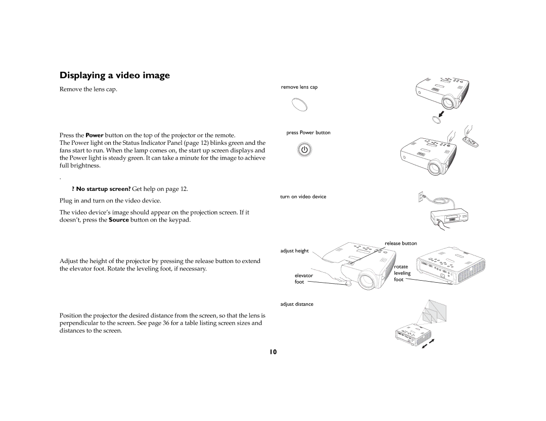 Ask Proxima C175 manual Displaying a video image 