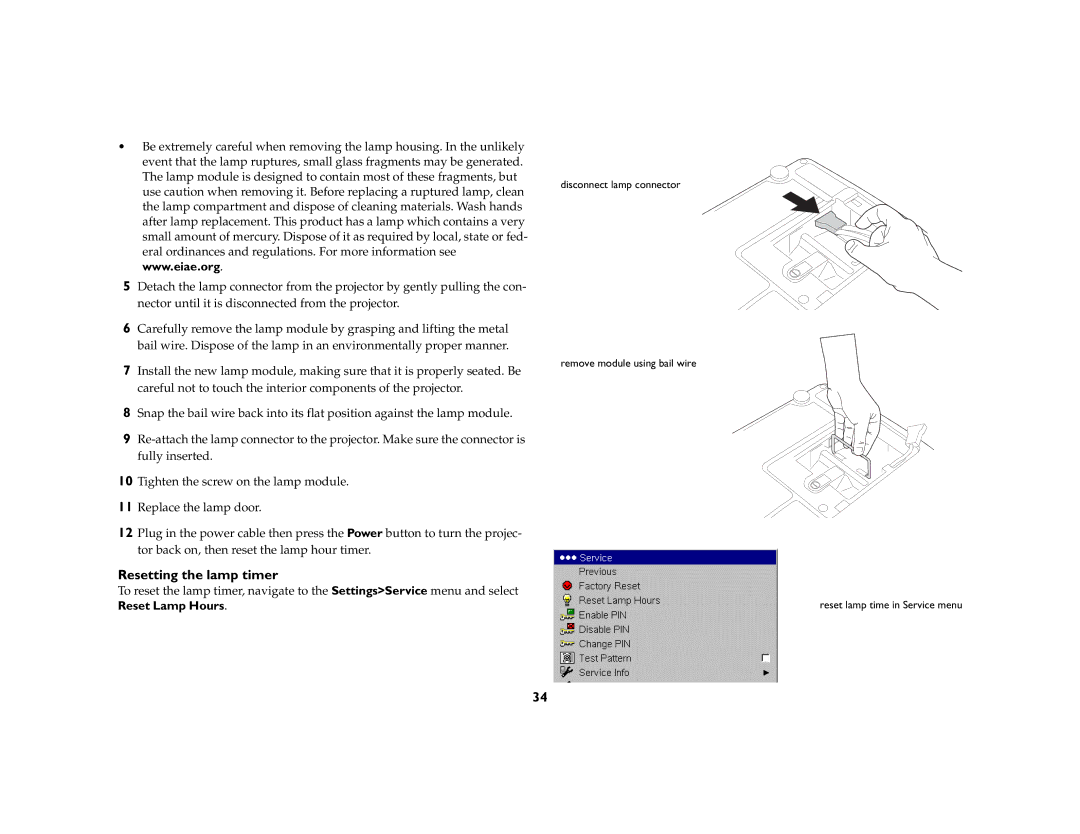 Ask Proxima C175 manual Resetting the lamp timer 