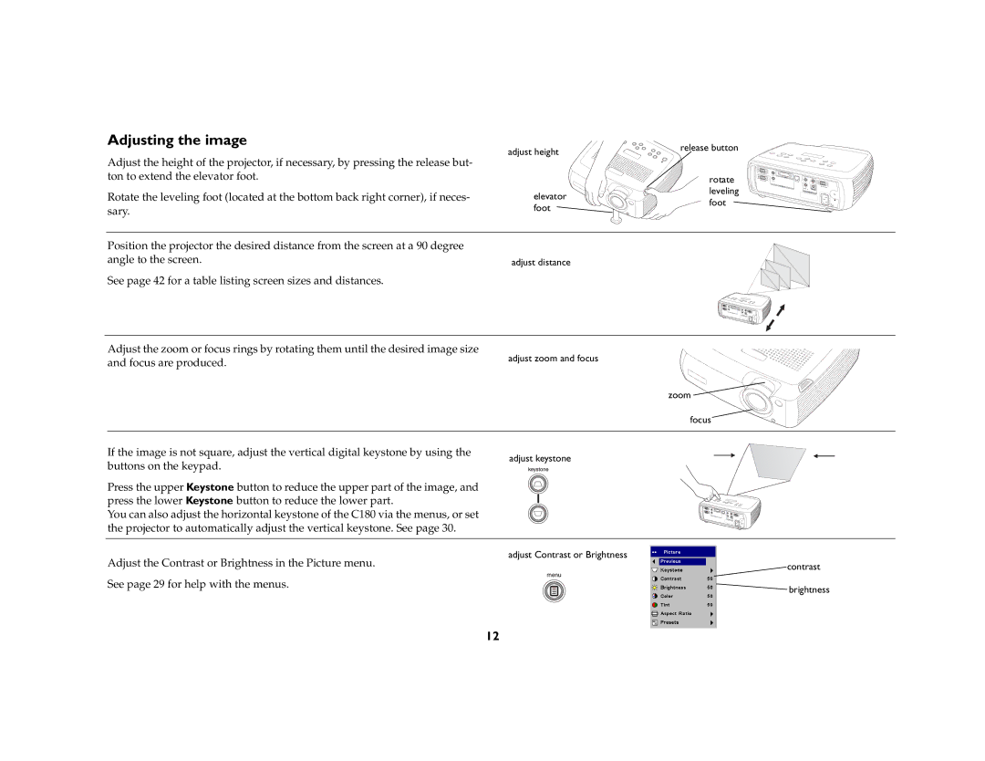 Ask Proxima C180 UG manual Adjusting the image 