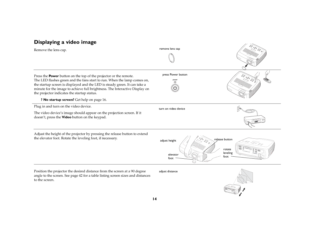 Ask Proxima C180 UG manual Displaying a video image 