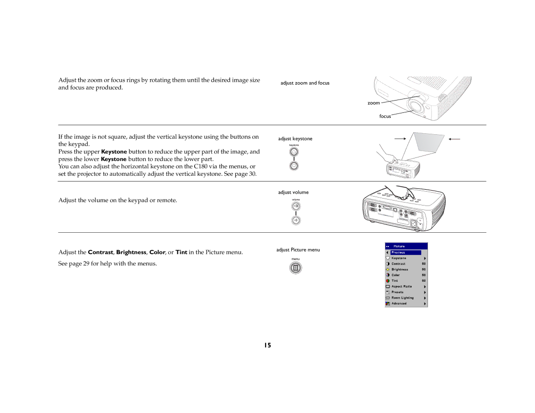 Ask Proxima C180 UG manual Adjust the volume on the keypad or remote 