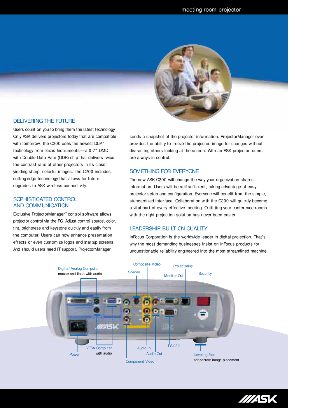 Ask Proxima C200 manual Delivering the Future, Sophisticated Control Communication, Something for Everyone 