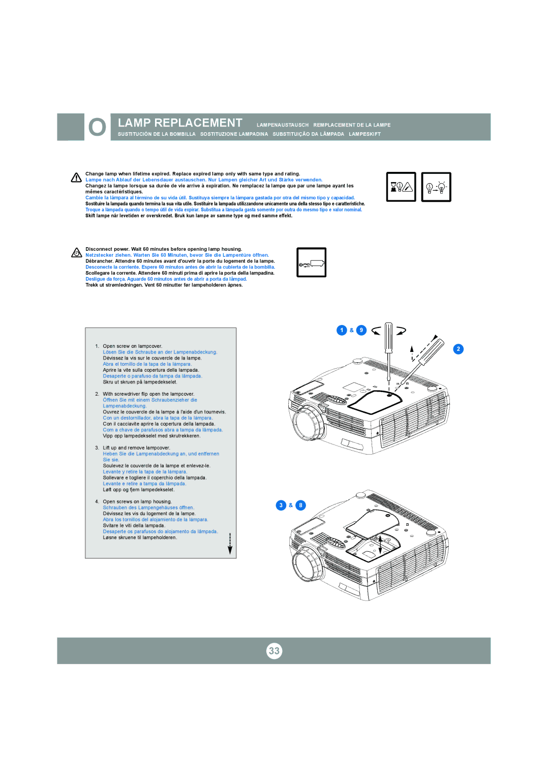 Ask Proxima C300 manual Heben Sie die Lampenabdeckung an, und entfernen Sie sie 