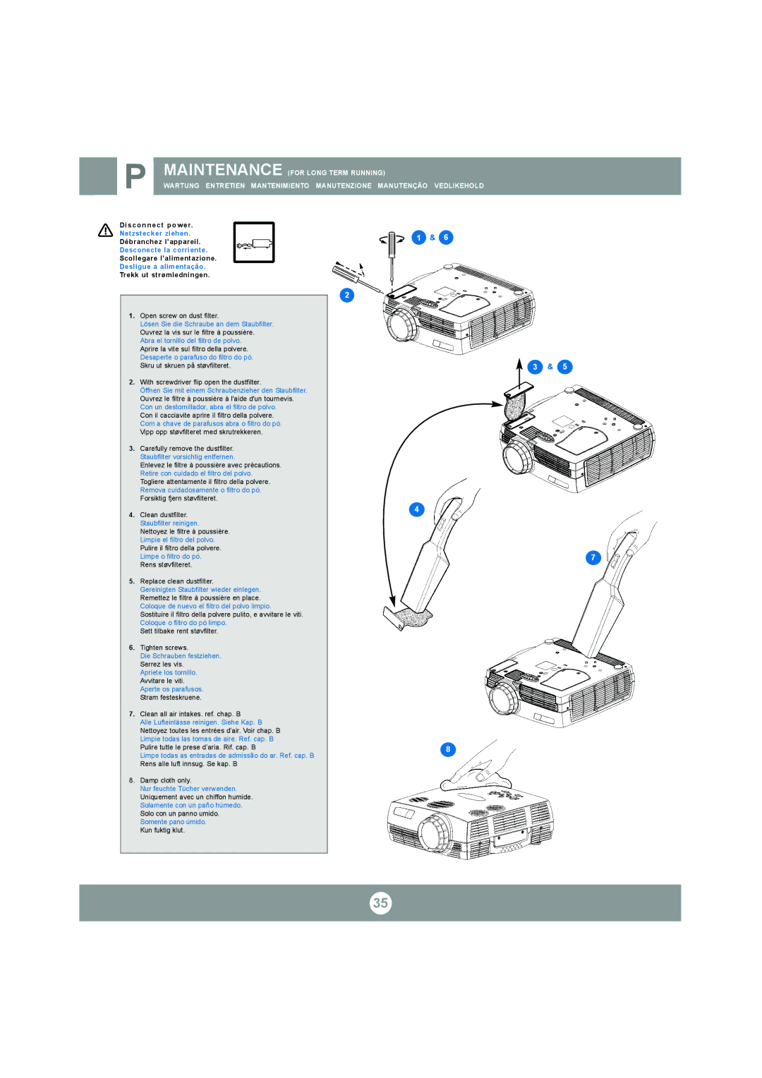 Ask Proxima C300 manual Maintenance for Long Term Running 