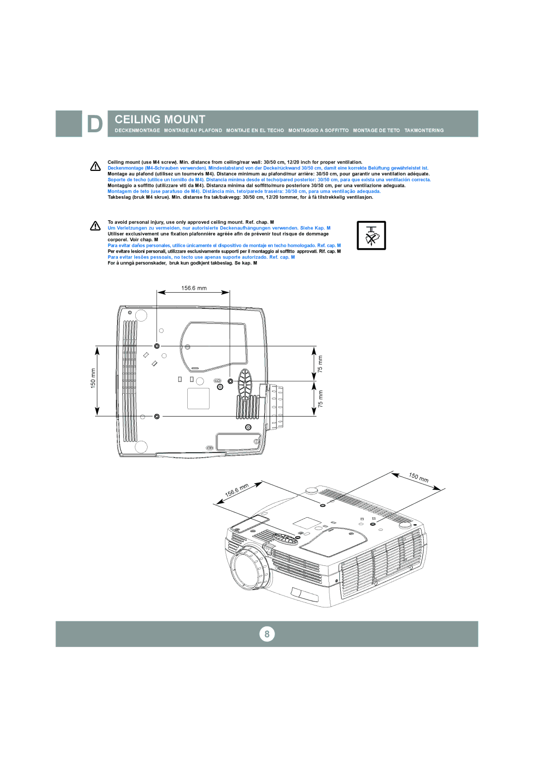 Ask Proxima C300 manual Ceiling Mount 