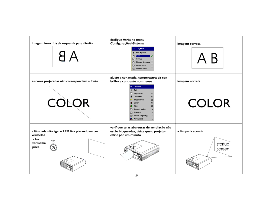 Ask Proxima C50, C40 manual Color, Pisca 