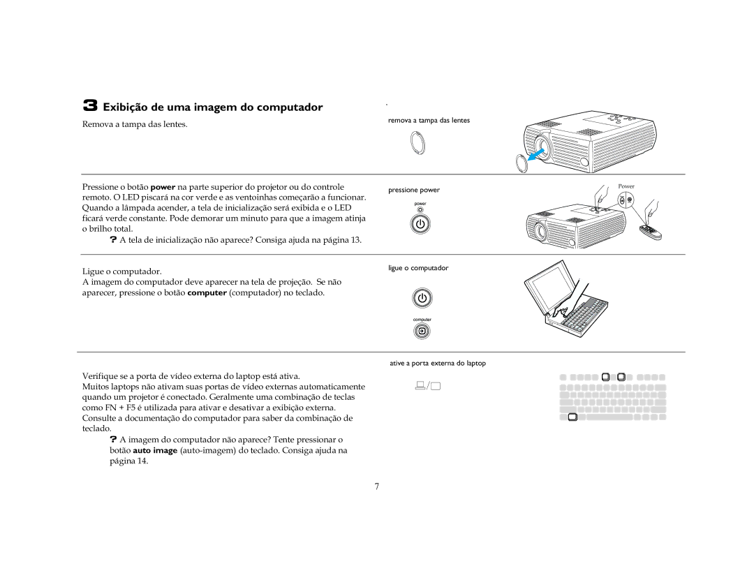 Ask Proxima C50, C40 Exibição de uma imagem do computador, 5HPRYDDWDPSDGDVOHQWHV, Reulokrwrwdo, Ljxhrfrpsxwdgru, Whfodgr 