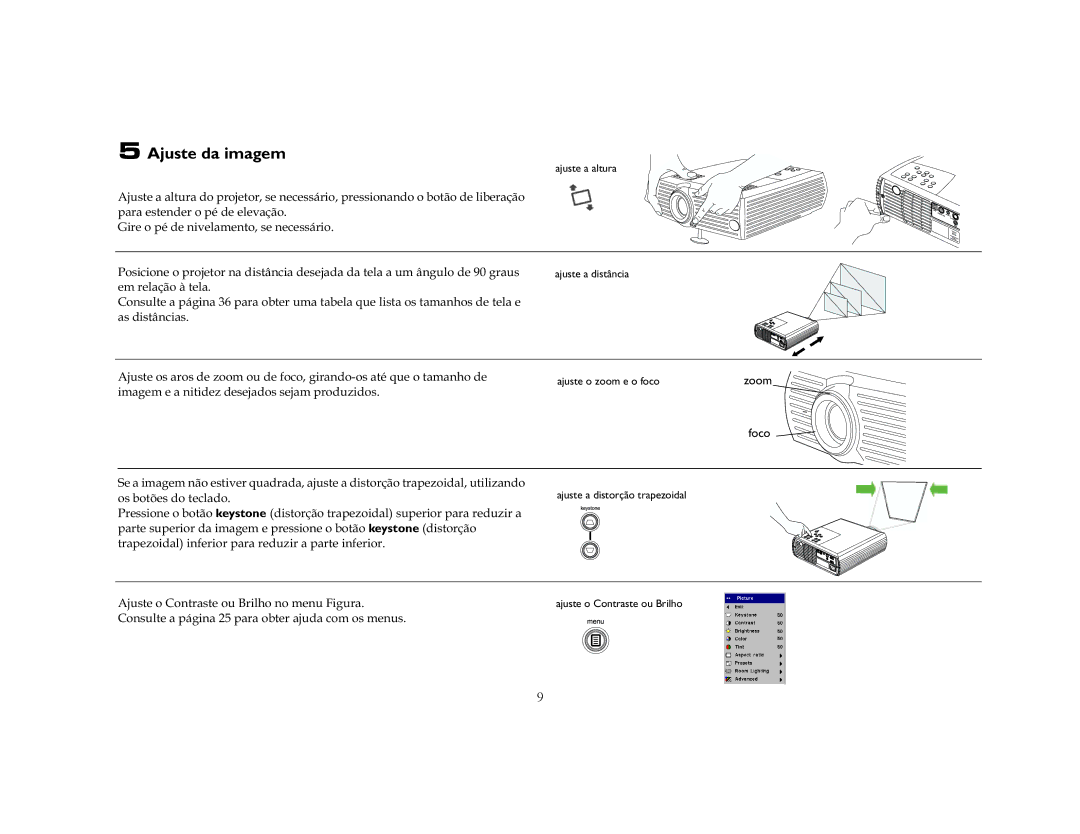 Ask Proxima C50, C40 manual Ajuste da imagem, Lpdjhphdqlwlghghvhmdgrvvhmdpsurgxlgrv, Rverwhvgrwhfodgr 