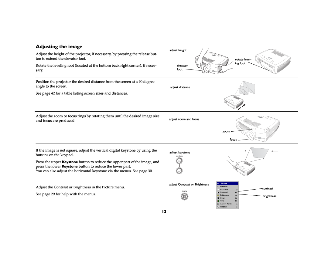 Ask Proxima C410/C420 manual Adjusting the image 