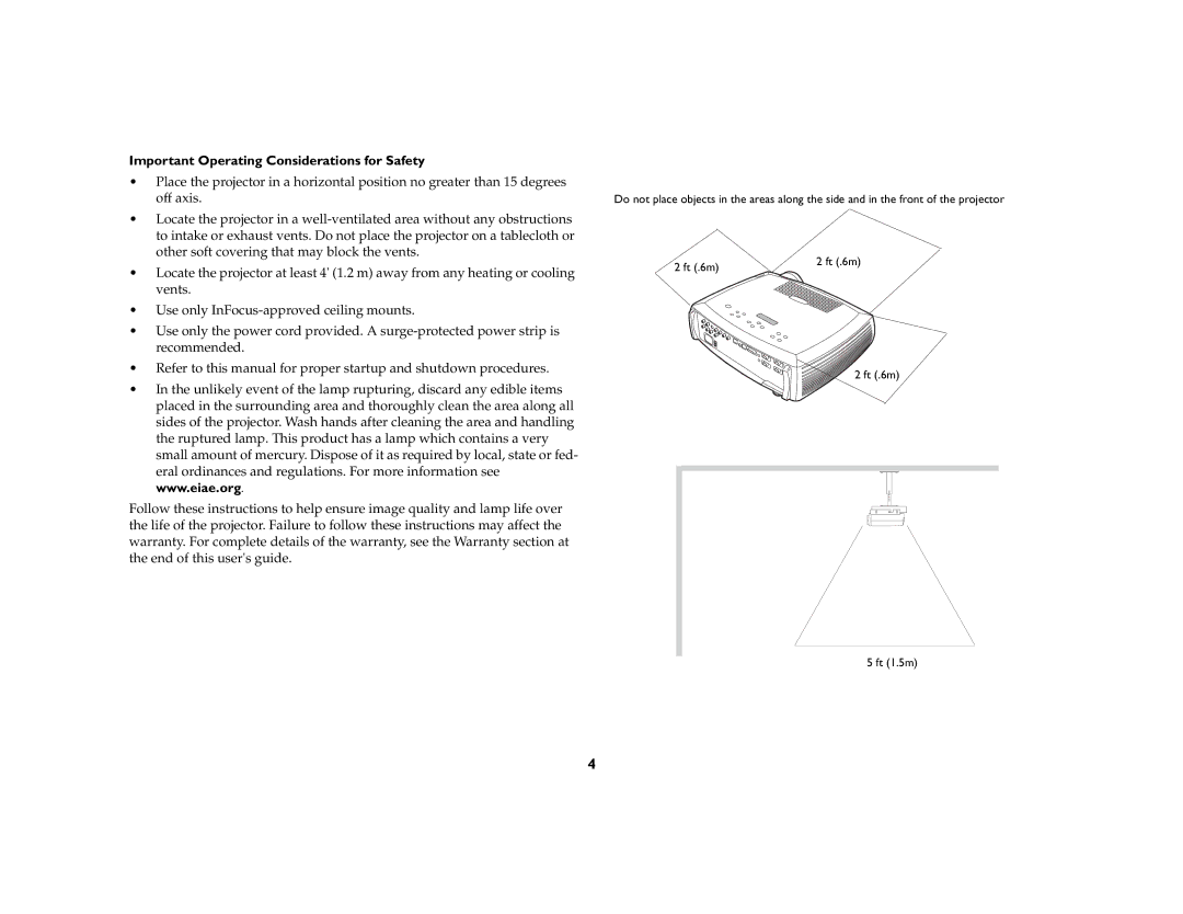 Ask Proxima C410/C420 manual Important Operating Considerations for Safety 