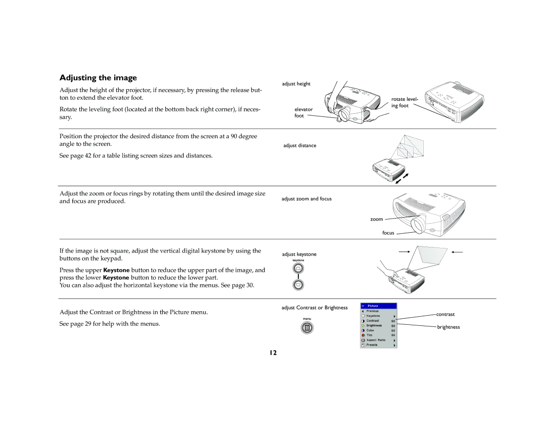 Ask Proxima C420 manual Adjusting the image 