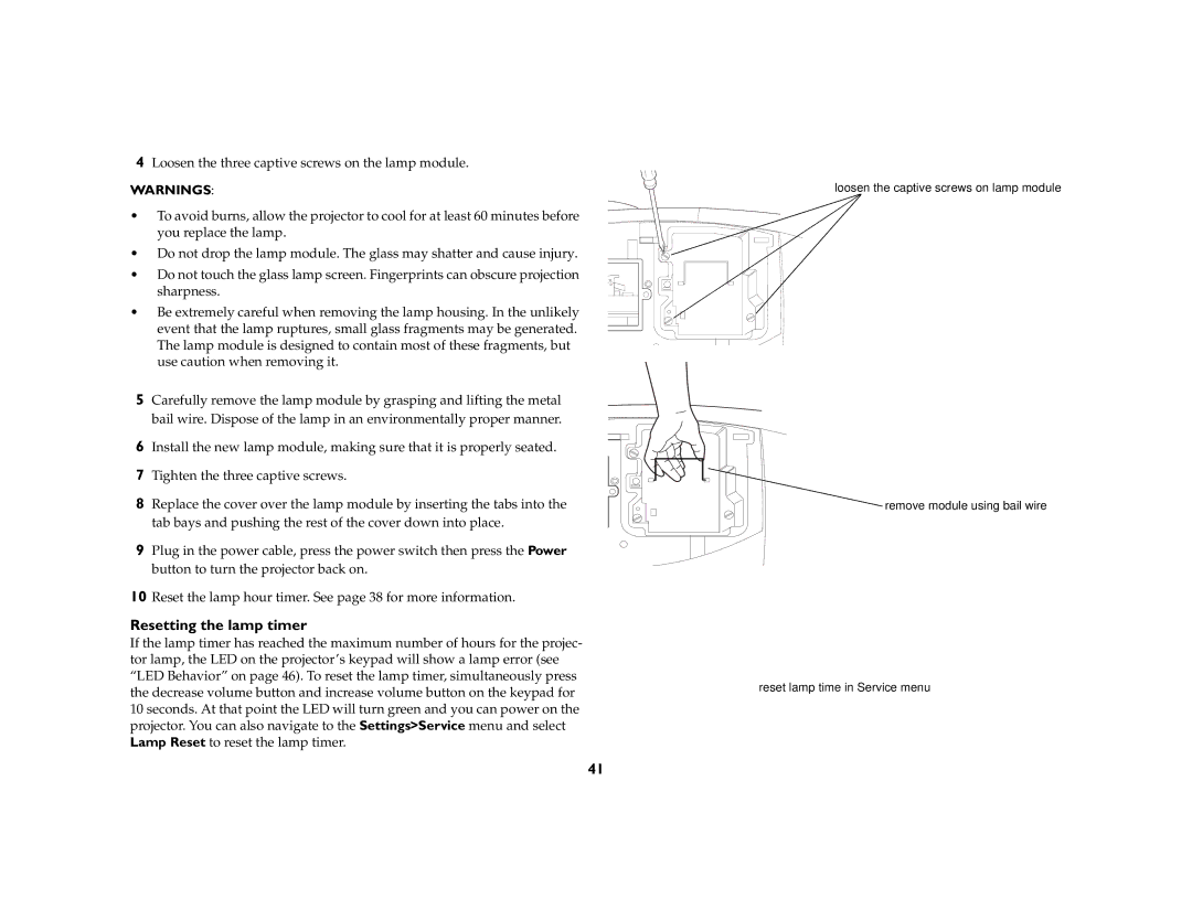 Ask Proxima C440/C450 manual Resetting the lamp timer 