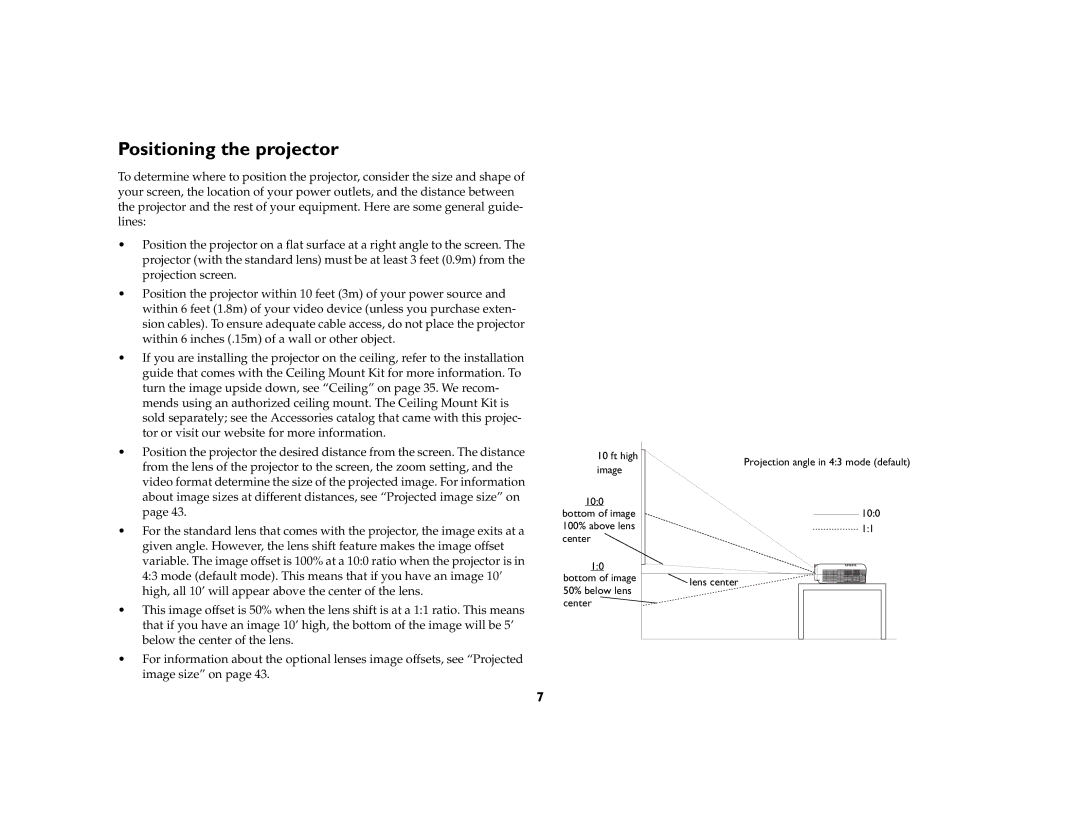 Ask Proxima C440/C450 manual Positioning the projector 